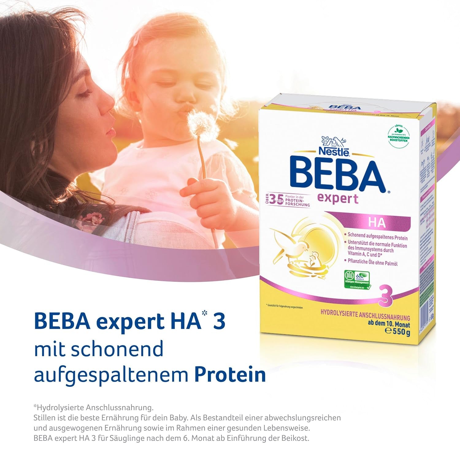 BEBA expert HA 3 Hydrolyzed continuation formula, from 10 months, 1 pack (1 x 550 g)