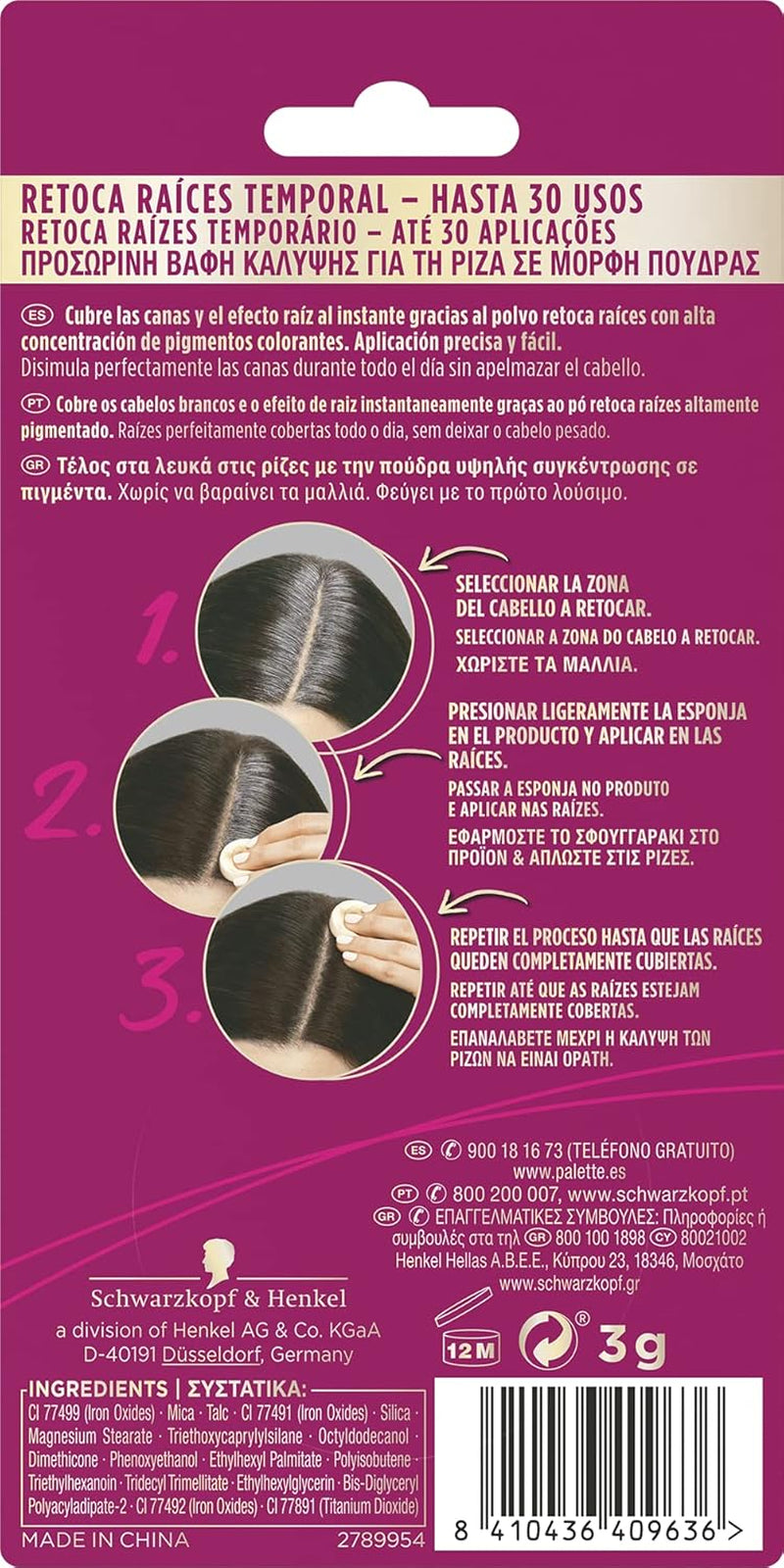 Palette Compact Root Retouch Retouch Root Powder, compact, maro castaniu, 1 buc Vopsea pentru par Naty Shop