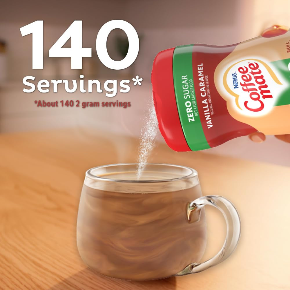 Coffee-Mate Vanilla Caramel, Sugar-Free Powdered Coffee Creamer, Kaffeesahne Pulver - Vanille Karamell - OHNE ZUCKER! from USA