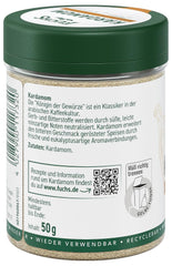 Fuchs Gewürze - Kardamom gemahlen - Gewürz für Glühwein oder Fleischgerichte wie Roastbeef oder Schweinebraten - natural ingredients - 50 g in wiederverwendbarer, recyclebarer Dose