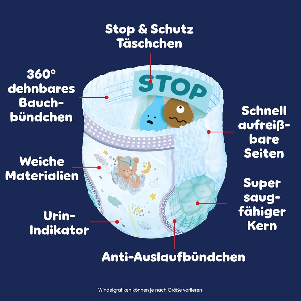 Pampers Night Pants size 6 diapers, 138 pieces, 13kg-19kg, provide extra protection for the whole night.