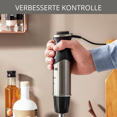 Krups Perfect Mix Stand Mixer HZ6568 | Blender | 1000 Watt | Edelstahlfuß | 4 Extra Scharfe Messer | Powelix Technologie | Schneebesen | 500 Ml Zerkleiner | 800 Ml Messbecher | Schwarz/Silber Kitchen Naty Shop