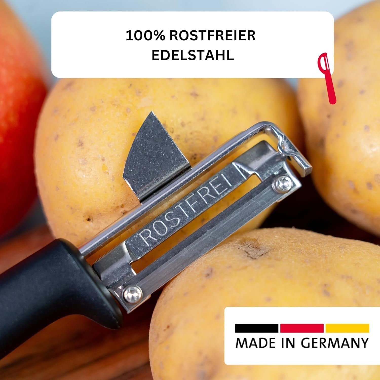 Westmark 29092270 Sparschäler Gallant, Pp/Tpe/Edelstahl, Schwarz / Rot, 16.5 X 3.7 X 2 Cm Peeler Naty Shop