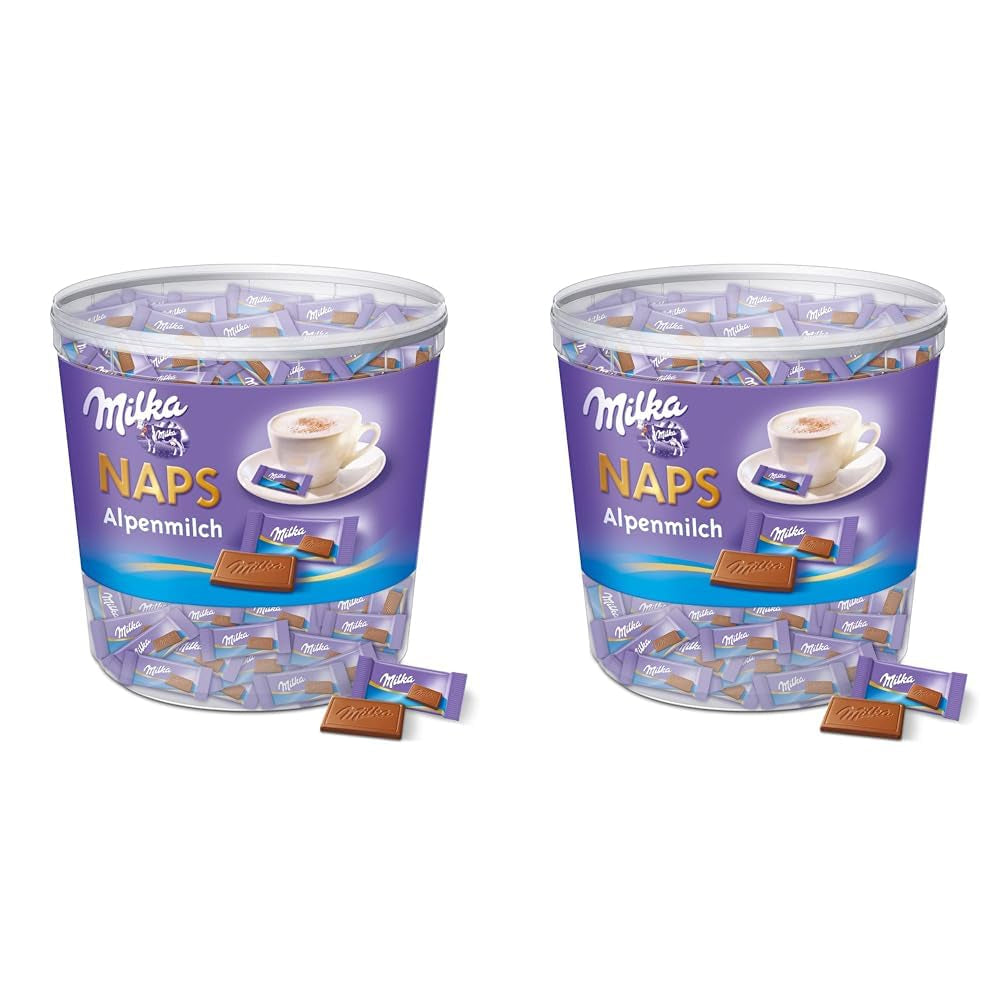 Naps Alpine Milk 1 x 1kg, Melt-in-your-mouth Mini Chocolate Squares of Fine Alpine Milk Chocolate, Box (Pack of 2)