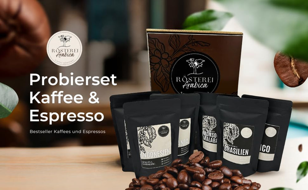 Probierset Kaffee und Espresso | Ganze Bohne oder Gemahlen – 6 Sorten Café & Espresso | Aromatisch & Vollmundig Perfekt zum Testen oder als Geschenk