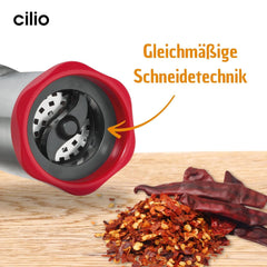 Cilio PICCANTE hot pepper grinder, Ø 6.5 cm, H: 14.5 cm, with closing lid Grinders and Slicers Naty Shop