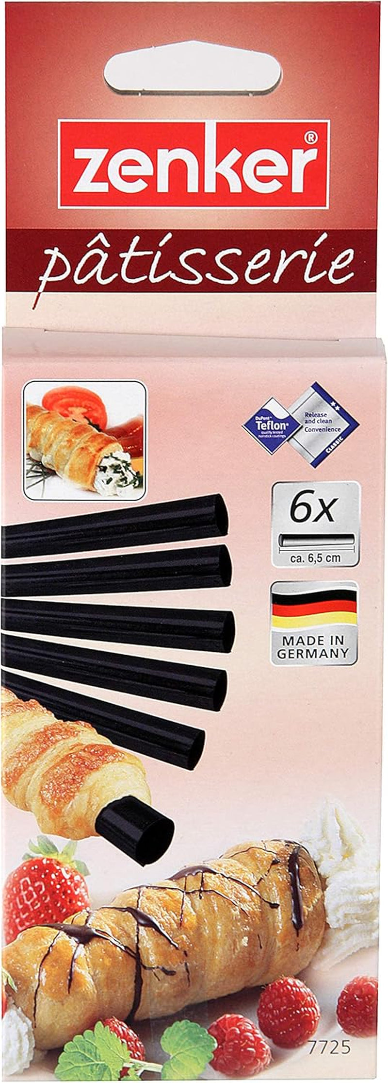 Zenker Schaumrollen Set – Premium Backformen für köstliche Schaumrollen, hitzebeständig bis 230°C, including practical storage box, 6 pieces, Black