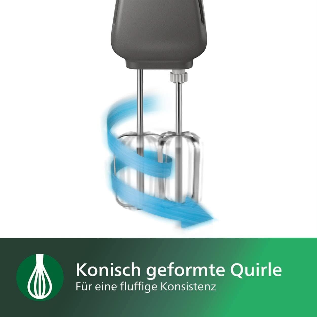 Philips Handmixer, 450 W, 5 Geschwindigkeiten plus Turbo, Weiß/Grau (HR3741/00) Kitchen Naty Shop