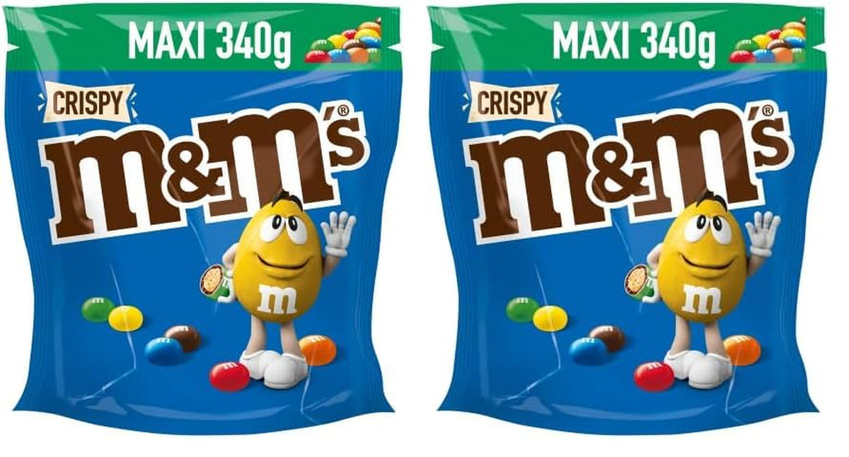 M&M'S Crispy, Chocolate Crispy Lentils and Crispy Center, Chocolate, 1 Pack (1 x 340g) (Pack of 2)