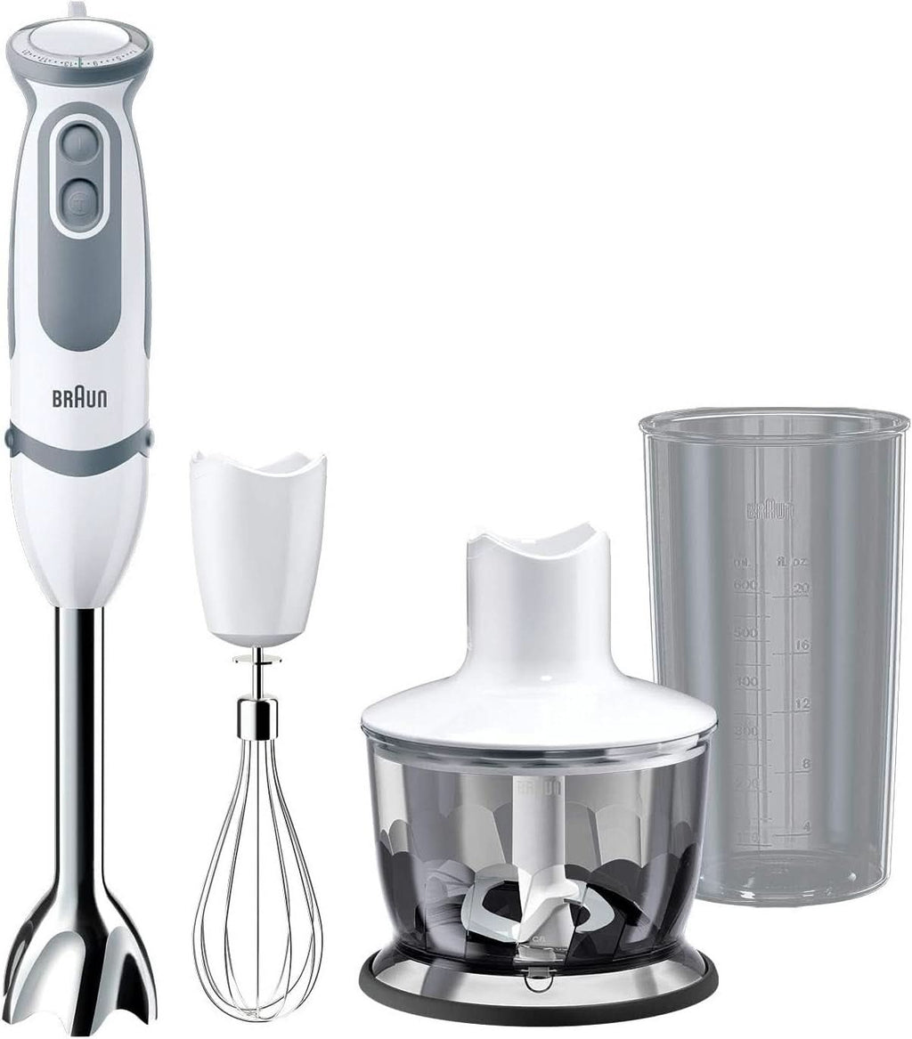 Braun Stabmixer MQ 5200WH - Multiquick 5 Vario Pürierstab Mit Edelstahl Mixfuß, 1000 Watt, Inkl. 600 Ml Mix- & Messbecher, Weiß/Grau Bucatarie Naty Shop Version 2019 – Schneebesen