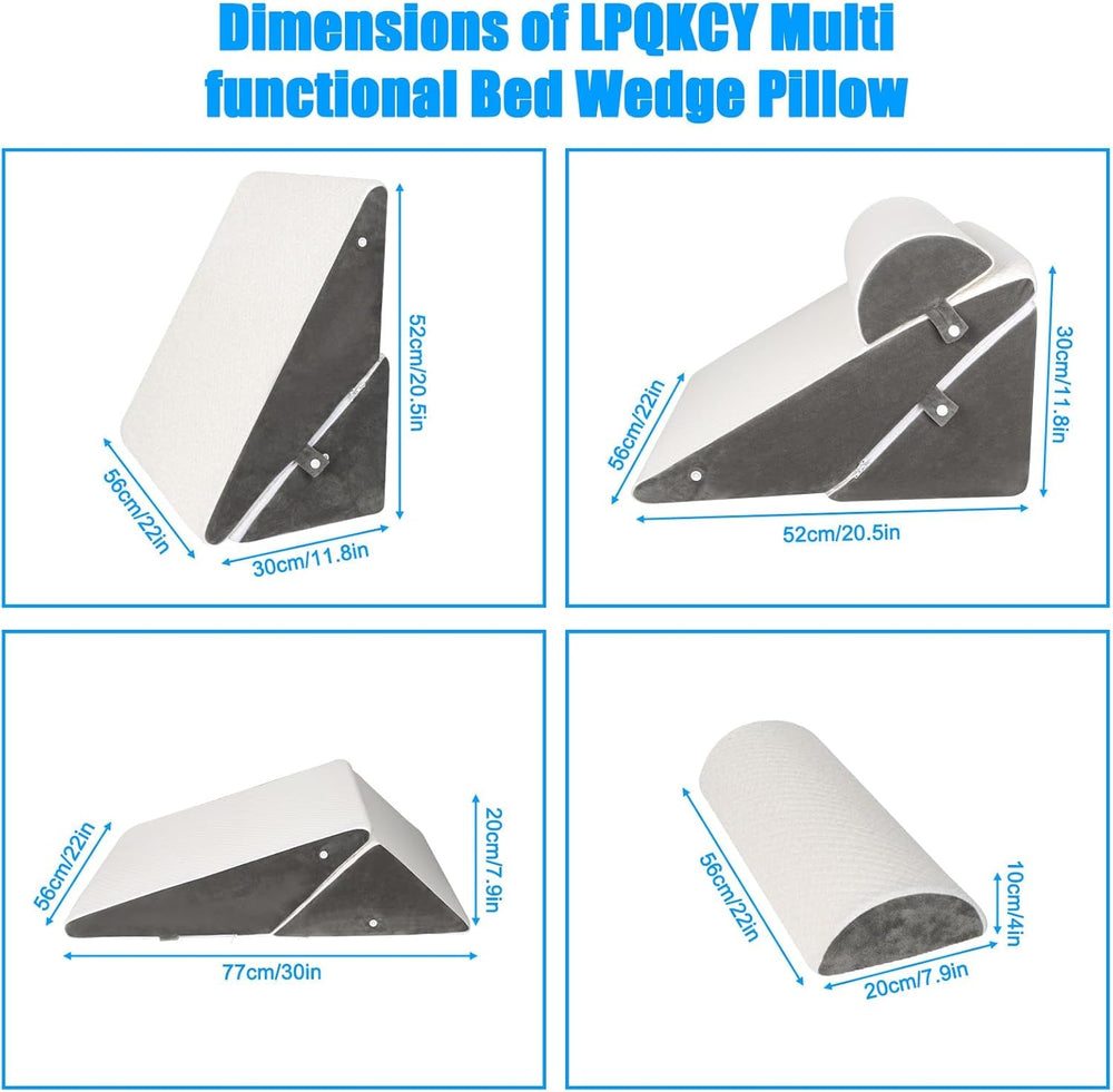 Pernă reglabilă cu pană pentru pat, pernă de citit pentru pat și canapea, pernă de reflux din spumă, pernă pentru spătar, pentru apnee în somn, citit, ridicare a somnului, pernă pentru picioare, dureri de spate, sforăit