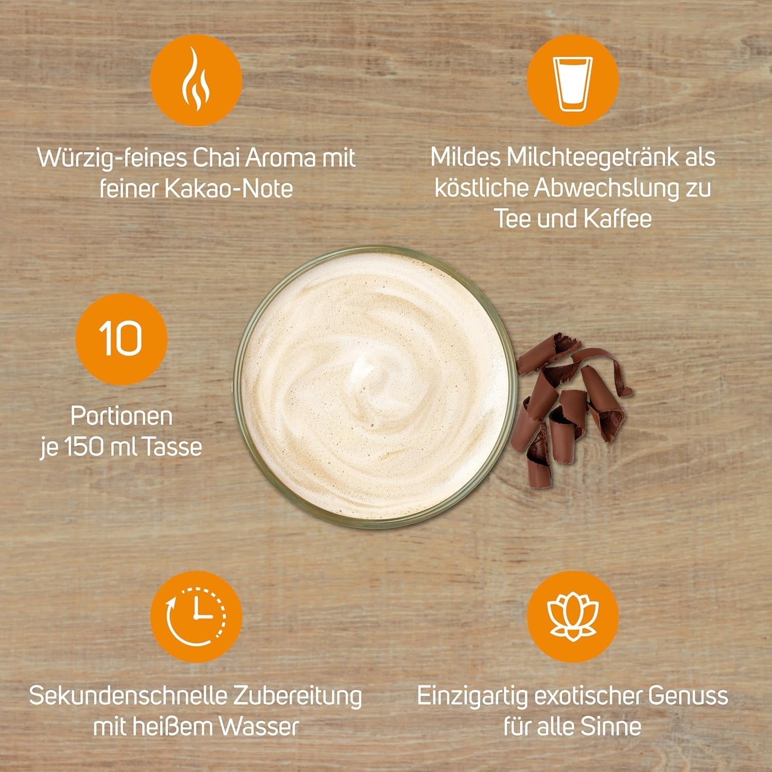 KRÜGER YOU Chai Latte Ciocolată, preparat instant pentru băuturi cu lapte, aromatizat cu ciocolată, 250 g (10 pliculețe de 25 g)