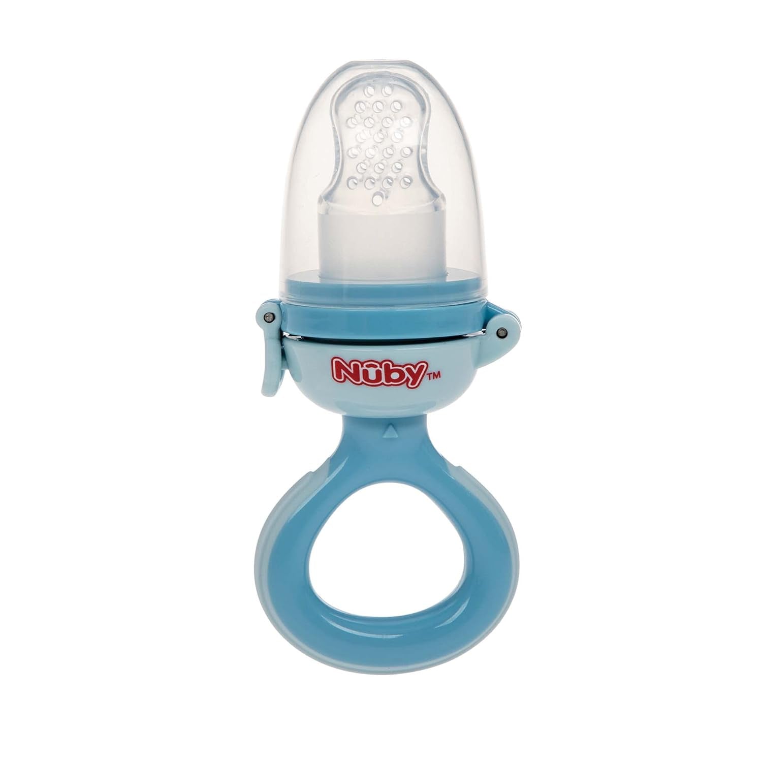 Nuby - Hrănitoare de fructe din silicon Nibbler - Hrănitoare de fructe pentru bebeluși de 6 luni și copii mici - Inel de dentiție pentru fructe, legume și piure - Fără BPA - Roz - 6+ luni