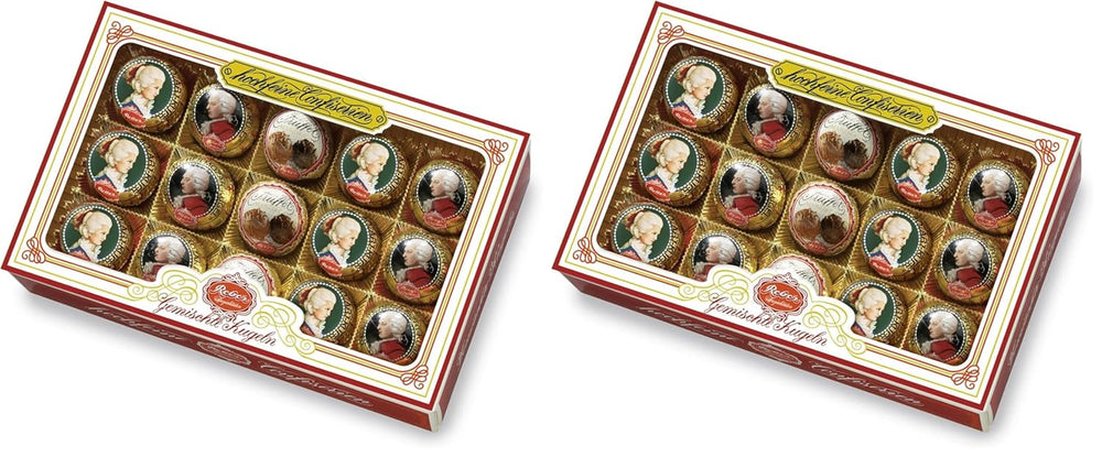 Reber Mozart balls with dark chocolate, pack of 6 with marzipan and nougat, vegan - 1 x 120 g