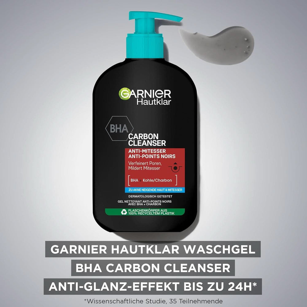 Garnier Charcoal Cleanser Facial Cleansing Gel Against Blackheads & Pimples 250ml Shower & Bath Naty Shop