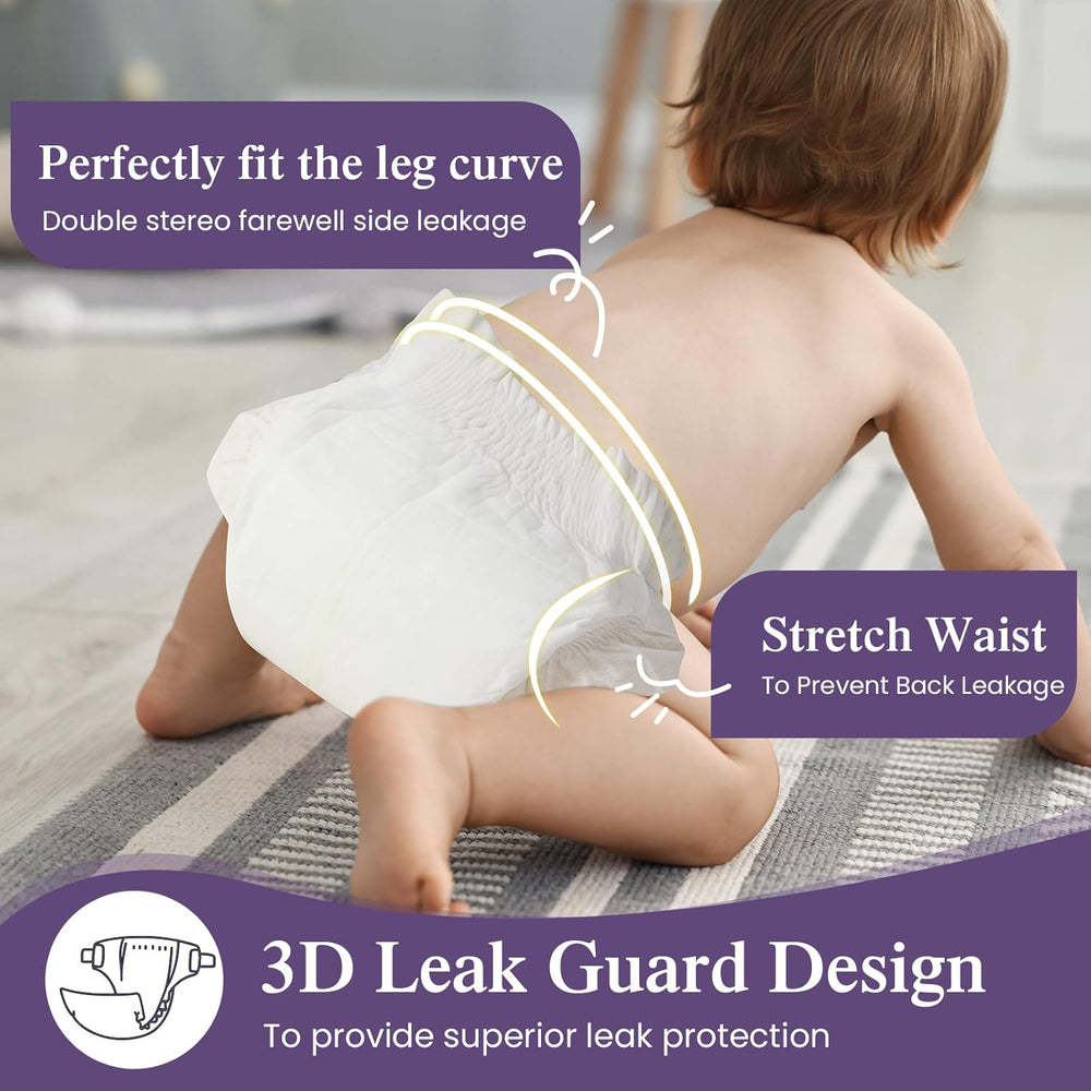 Eco-Friendly Newborn Diapers Size 1 (3-5kg) Ultra Thin Soft Hypoallergenic for Sensitive Skin 3D Leak Protection Premium Day & Night Wear Wetness Indicator 180 Count