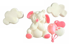Set decoratiuni comestibile din zahar, Elefant roz Decoratiuni din Pasta de Zahar Nati Shop