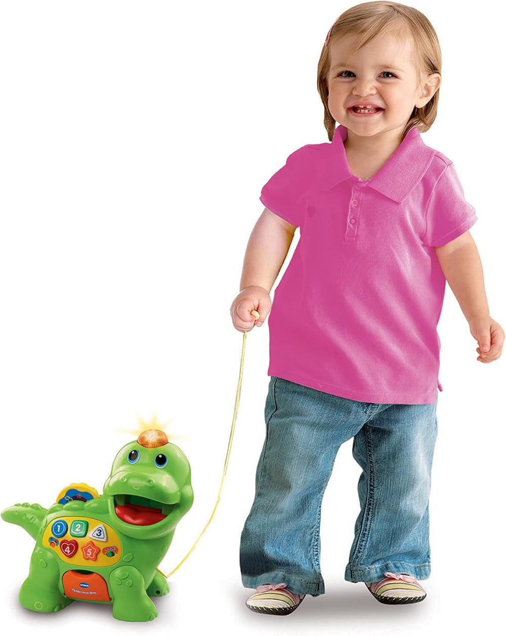 Vtech Baby Feed Me Dino - Dinozaur vorbitor pentru hrănire și învățare, cu cântece, butoane și joc de întrebări - Pentru copii cu vârsta cuprinsă între 12-36 luni Jucarii Bebe Naty Shop