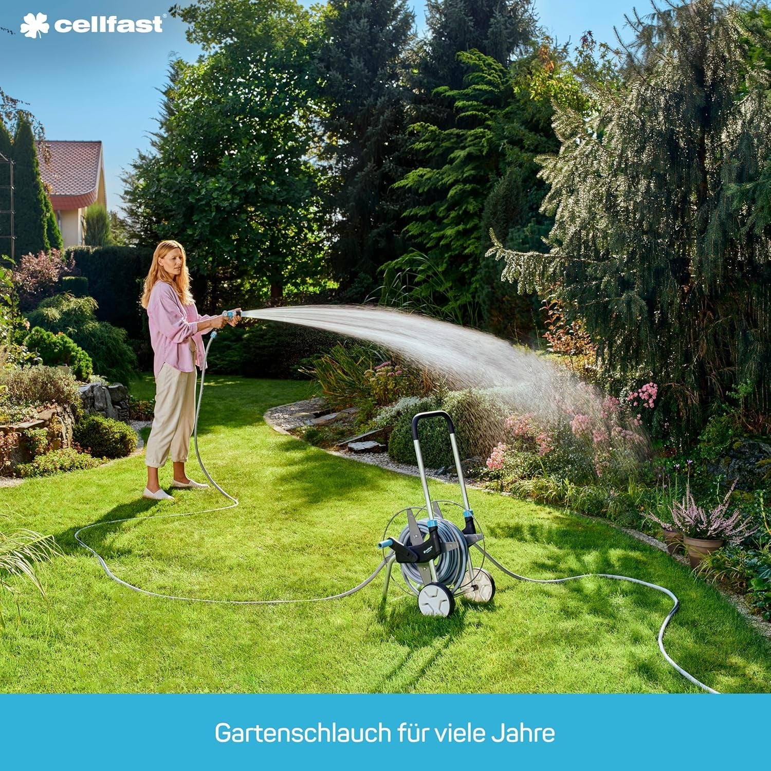 Furtun de grădină CELLFAST, furtun de apă cu 6 straturi, furtun de irigare din material textil cu împletitură dublă, rezistent la UV, anti-alge, furtun flexibil, 32 bar, 1 inch, 25 metri, Hobby