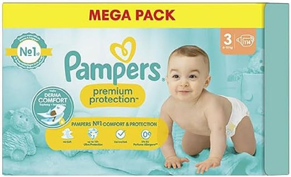 Pampers Premium Protection Size 6, 74 Diapers, 13kg+, #1 for comfort and protection for sensitive skin
