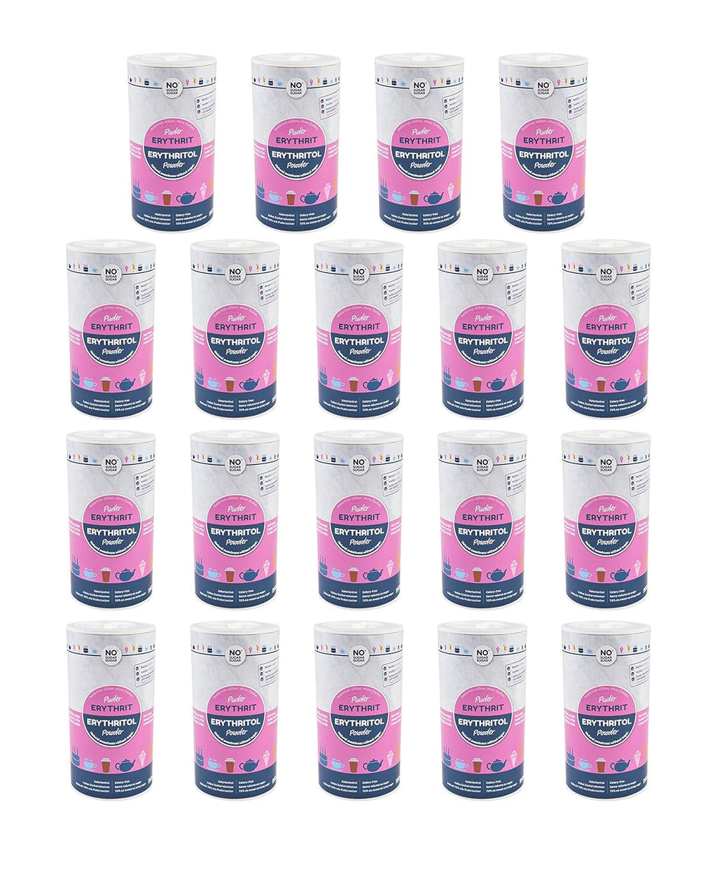 Nosugarsugar Erythrit Puder Streudose - Puderzuckerersatz Kalorienfrei, 19Er Pack (19 X 250 G) Indulcitori Naty Shop