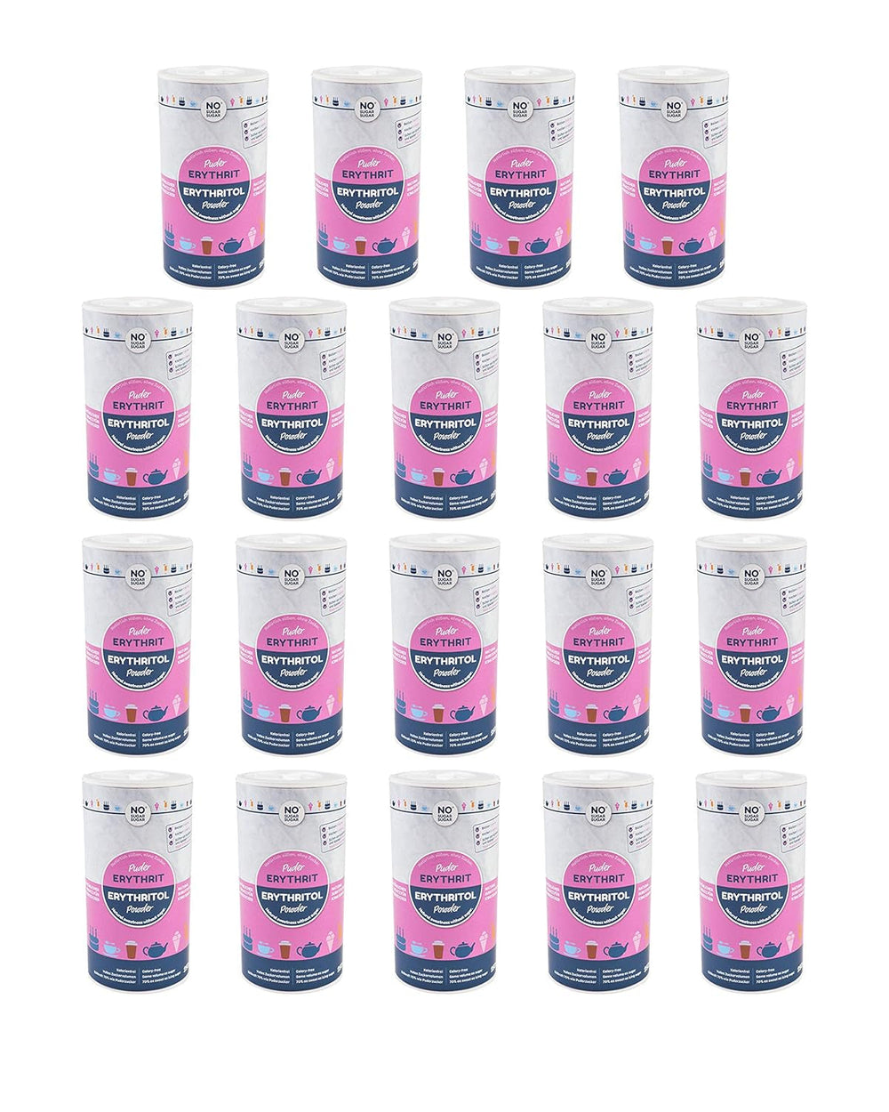 Nosugarsugar Erythrit Puder Streudose - Puderzuckerersatz Kalorienfrei, 19Er Pack (19 X 250 G) Sweeteners Naty Shop
