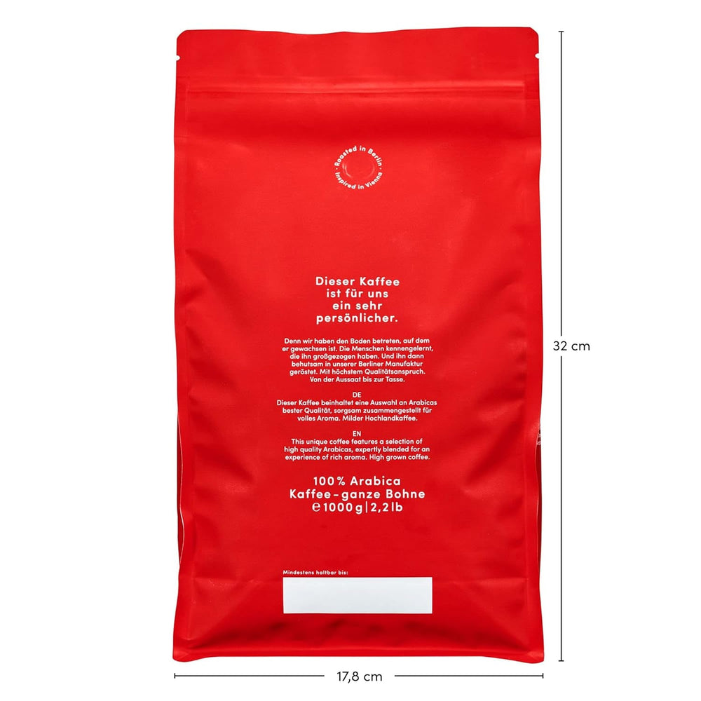 Espresso Bohnen - Wiener Kaffeehausmischung Espresso Blend - milde Röstung mit 100 % Arabica aus 7 Herkunftsländern - frisch in Berlin geröstet - 1k g