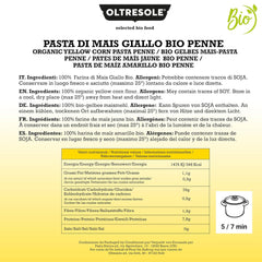 Pasta di Mais Giallo Biologica Italiana Gluten Free, Formato Penne - gluten-free pasta, 100% farina di mais giallo organic, vegan, confezione da 3 pacchi da 350 g