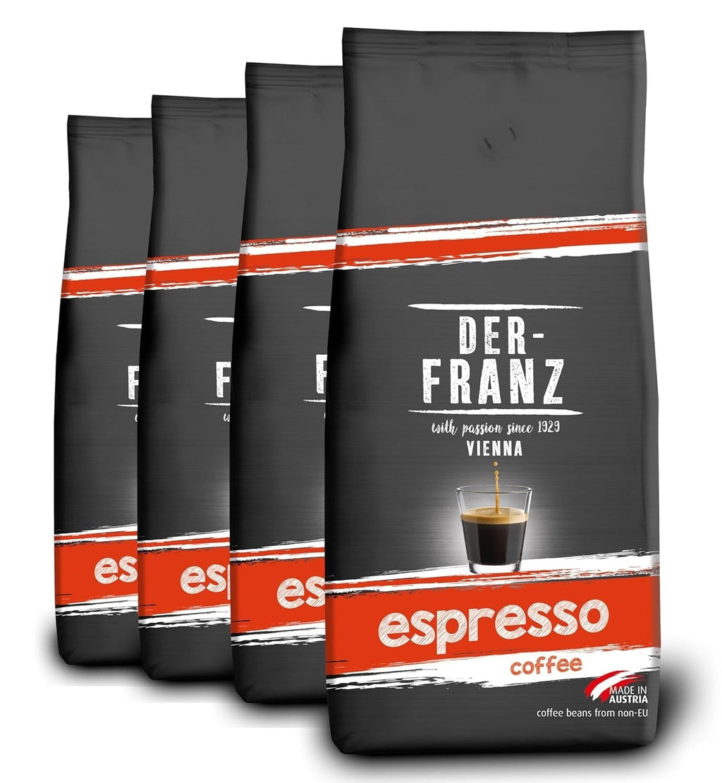 Der-Franz Espresso Coffee, Intensitate 5/5, Arabica și Robusta, boabe întregi, 4 X 1000 G Cafea Naty Shop 4 x 1 Kg Espresso