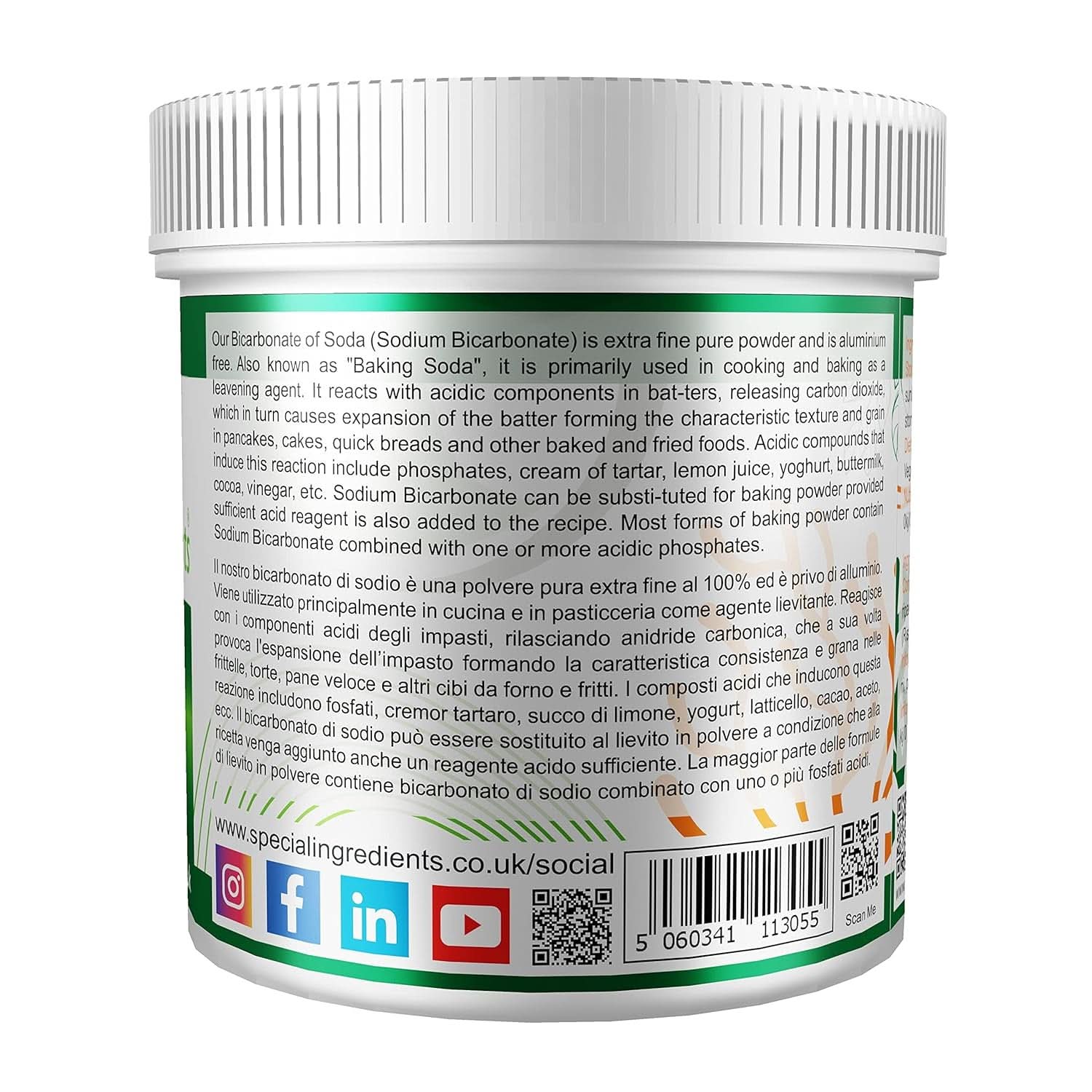 Special Ingredients Natriumbikarbonat - Premium Qualität Extra Fine Powder, Vegan, Gvo-Frei, Glutenfrei - Recycelbarer Behälter Kitchen Naty Shop