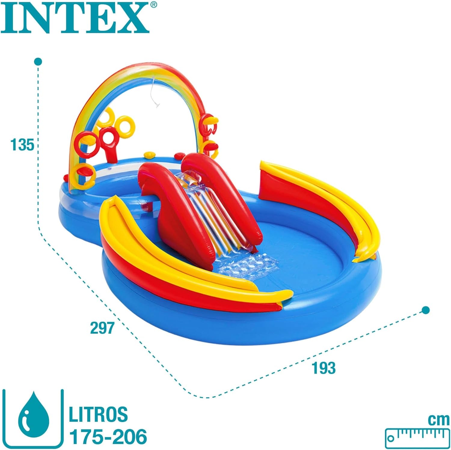 Intex Rainbow Ring Play Center - Children's above ground pool - Children's pool - 297 x 193 x 135 cm - For 3+ years 57453NP Multicolor 297x193x135 cm