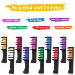 10PCS păr cretă pieptene temporar lumina păr culoare crema cadouri pentru fete pentru copii 4 5 6 7 8 9 11 + ani Vopsea pentru par Naty Shop