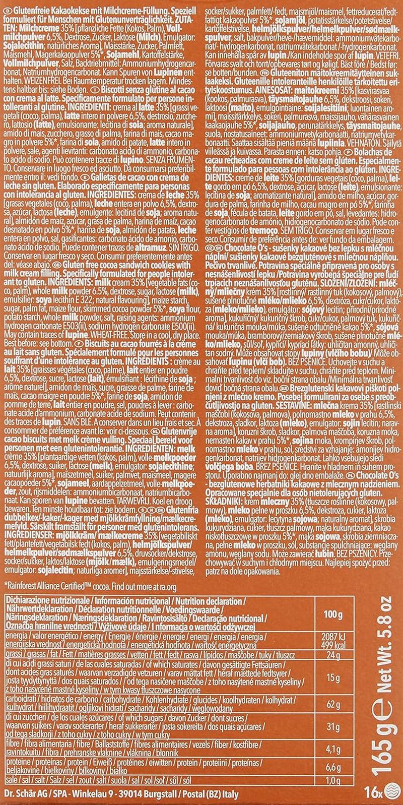 Biscuiți cu cacao Chocolate O'S, 165 g