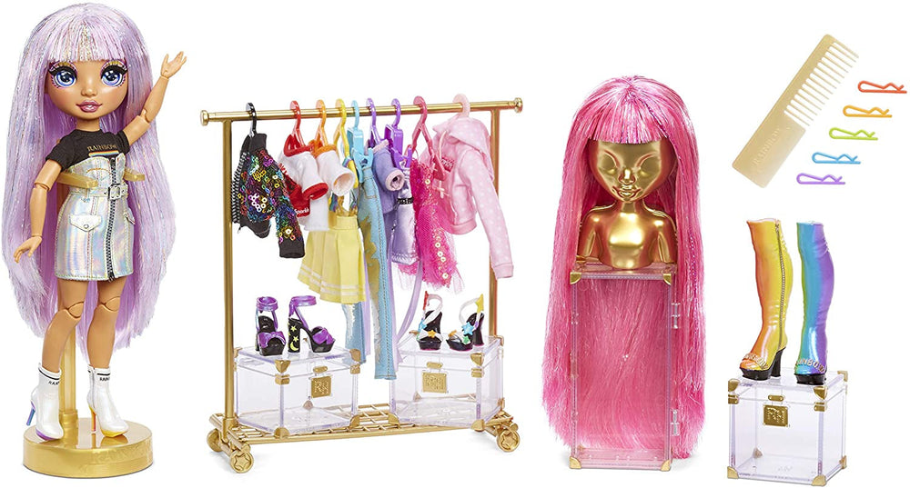 Rainbow High 571049 Fashion Studio - Păpușă exclusivă cu haine, accesorii și 2 peruci strălucitoare - Creează peste 300 de ținute!