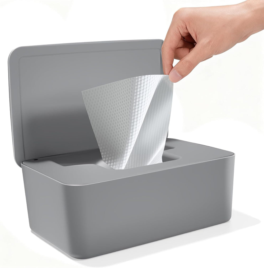 Wet Wipes Box with Lid, Wet Wipes Box, Baby Wet Wipes Dispenser, Waterproof and Sealed Storage Box, Wet Wipes Dispenser for Bathroom, Kitchen, White