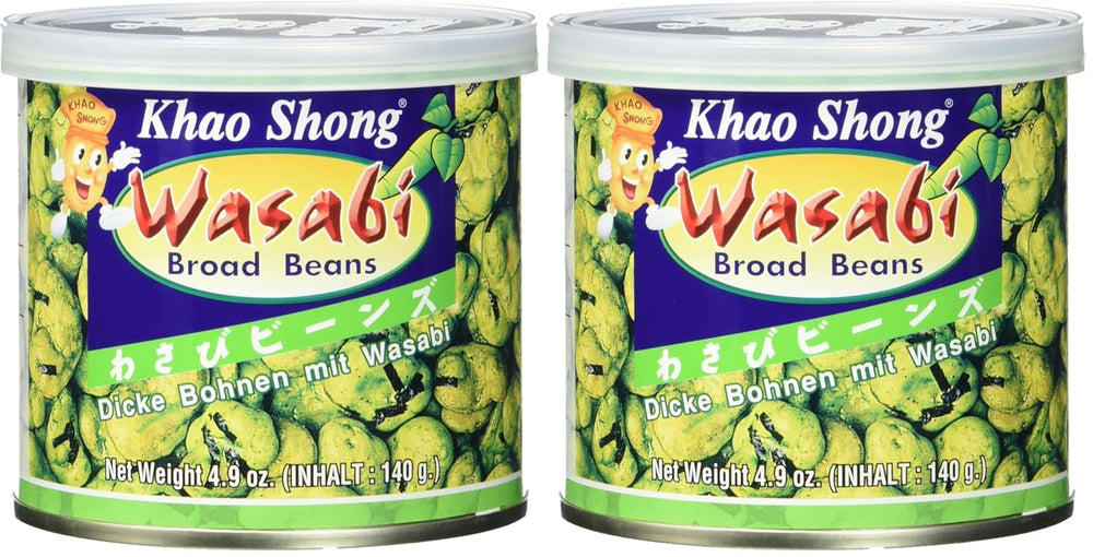 Khao Shong Fried Green Peas with Wasabi, Crispy Peas in a Spicy Batter, A Low-Fat Alternative to Nuts, Medium Spicy, 1 140g Can | 140 g (1 pack)