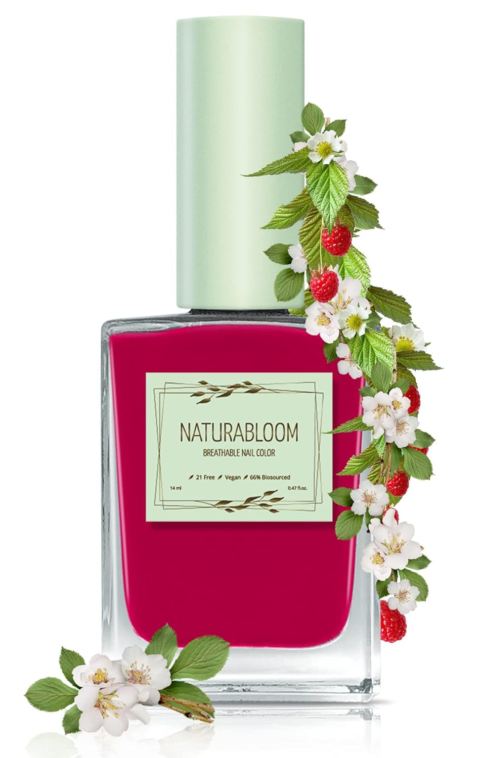 Oja roșie cu uscare rapidă (Poppy Red) - ojă naturală cu formulă vegană - respirabilă, sustenabilă și de lungă durată, 14 ml