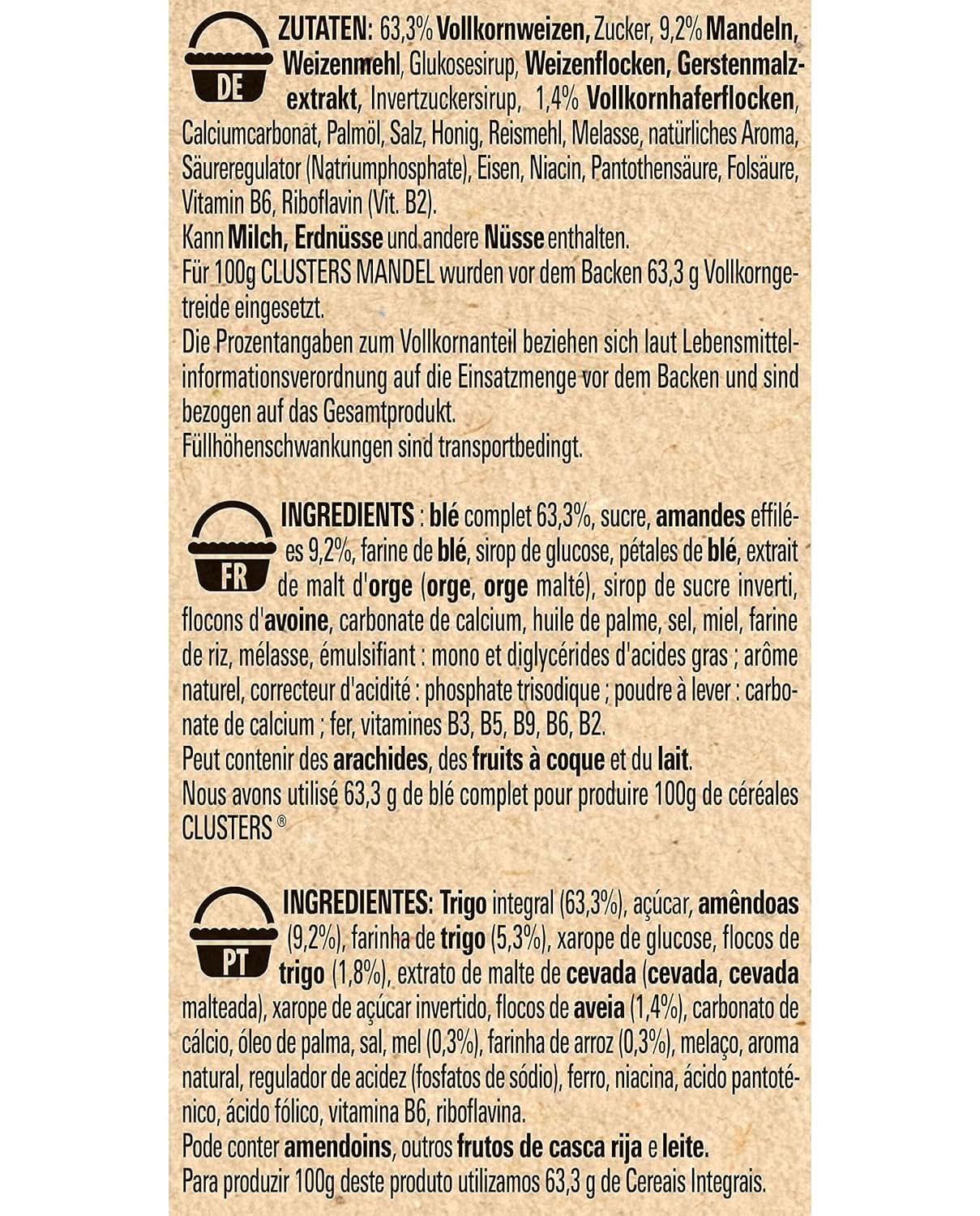 Clusters Almond, Cereale pentru un mic dejun delicios cu fulgi crocanți de migdale, Set 8 x 325 grame Naty Shop