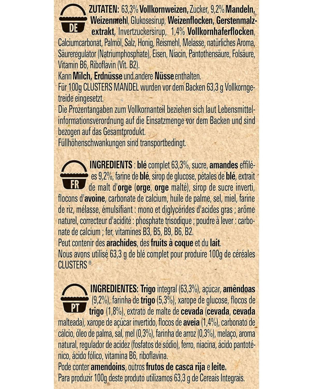 Clusters Almond, Cereale pentru un mic dejun delicios cu fulgi crocanți de migdale, Set 8 x 325 grame Naty Shop