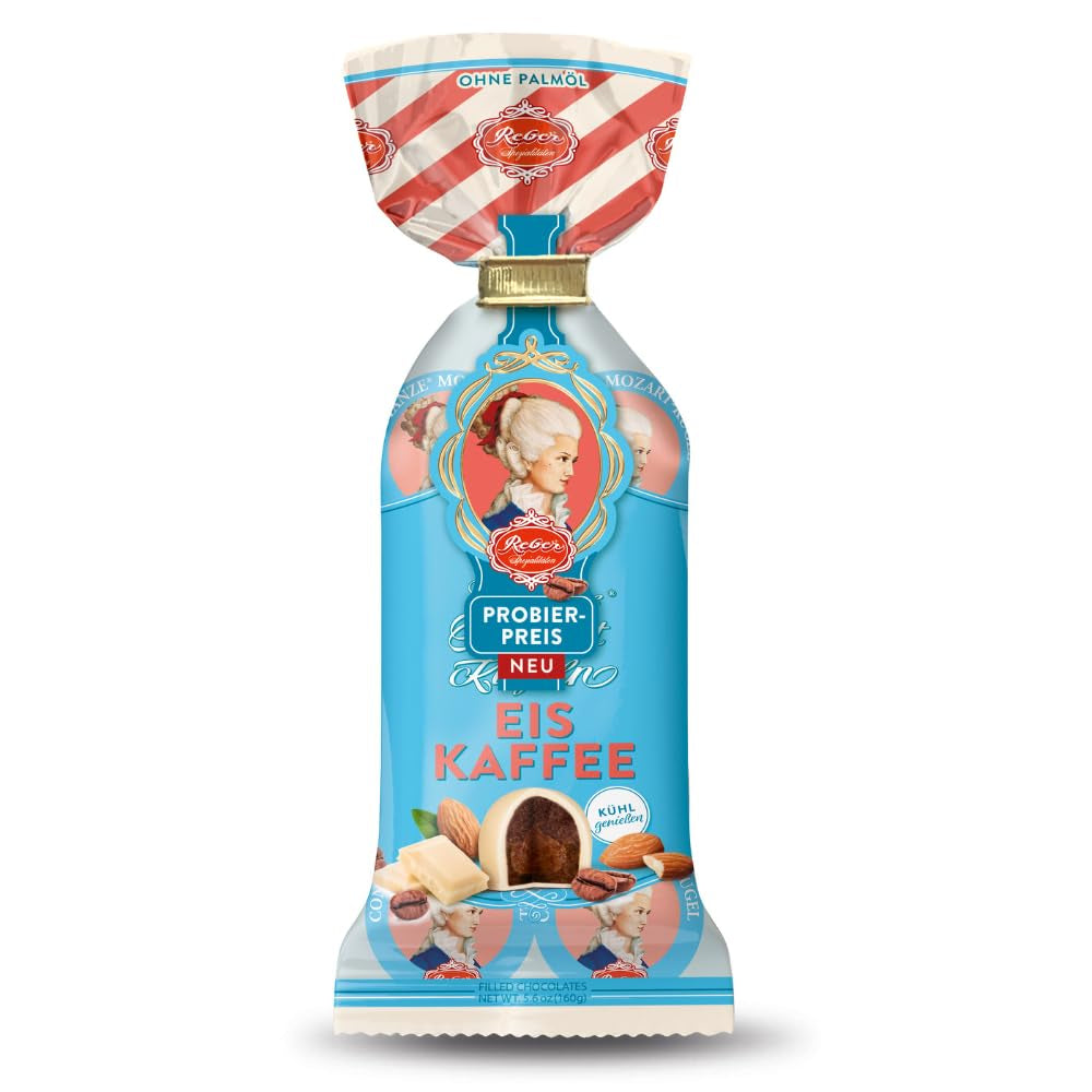 Reber Mozart balls with dark chocolate, pack of 6 with marzipan and nougat, vegan - 1 x 120 g