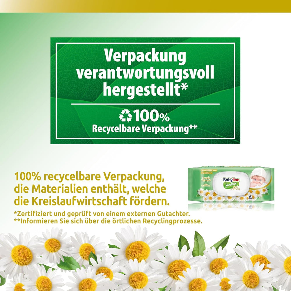Șervețele umede pentru bebeluși sensibili, 0% parfum, formulă 98% naturală care restabilește echilibrul pH-ului pielii, cu sigiliu de prospețime, 54 de șervețele
