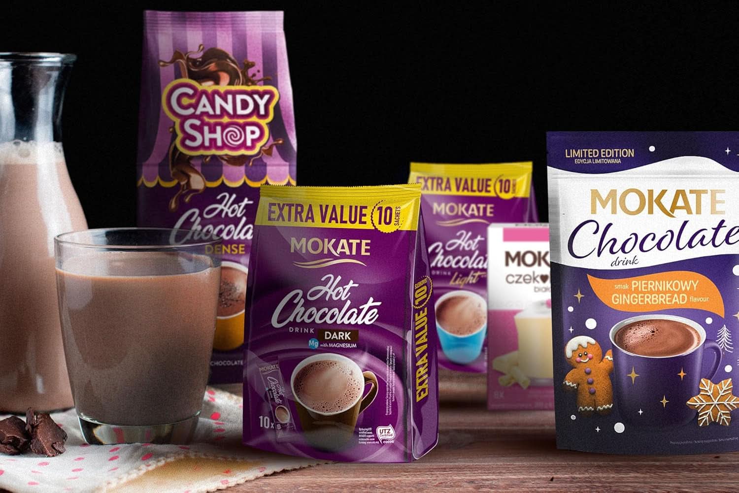 MOKATE® Dark hot chocolate - 1 package 180 grams - 10 sachets Cocoa and Hot Chocolate Naty Shop