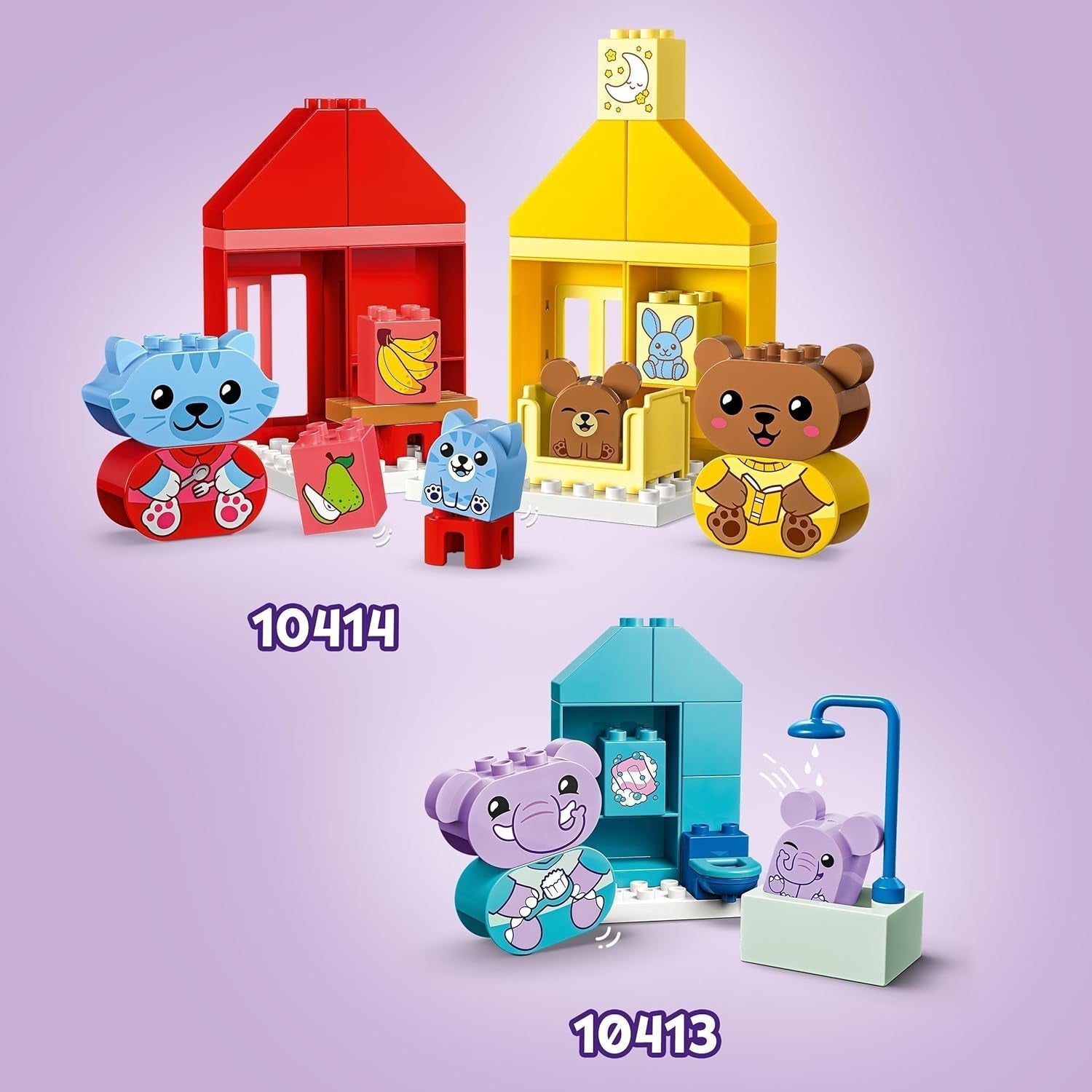 LEGO DUPLO Everyday Routines: Eating & Bedtime, toddler learning toy to encourage social and emotional development, with 4 animal figures, gift for children from 18 months 10414 Building sets Besuche den LEGO-Store