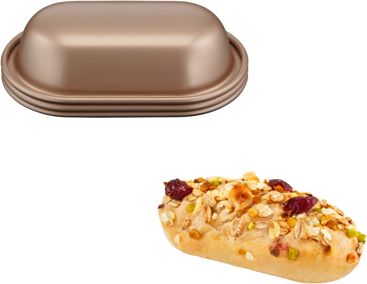 Tefal Creabake Muffins Creabake Backformen, 7.5 Cm, Antihaftbeschichtung, Stapelbares System, Kreative Rezepte Für Süßigkeiten Und Salade, Einfaches Backen, Eisenfarben Molds and trays for baking Naty Shop 3 X Brotbackformen