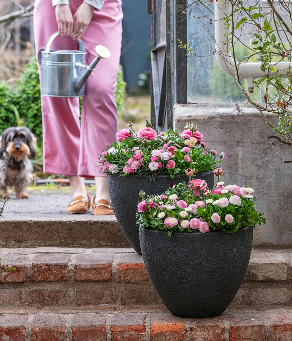 Ghiveci Dehner Stone, Ø 40 cm, înălțime aprox. 31 cm, plastic, antracit