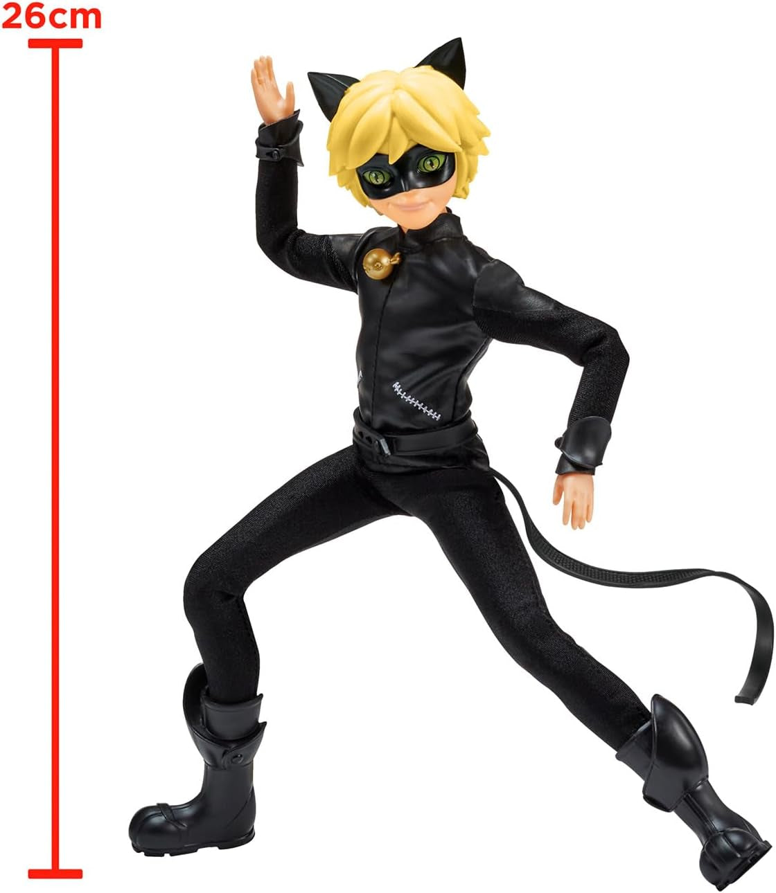 BANDAI - Miraculous Ladybug - Păpușă Manechin 26 cm - Motan Noir - Licență Oficială Miraculous - Păpușă Articulată Motan Noir - Jucărie pentru copii cu vârsta de 4 ani și peste - P50002