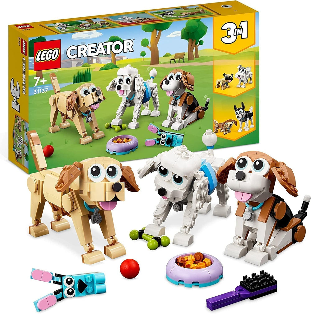 LEGO 31137 Creator 3In1 Cute Dog Set with Animal Figures Dachshund, Pug, Poodle and More, Toy for Kids 7+, Gift for Dog Lovers Building Sets Besuche den LEGO-Store Default Title