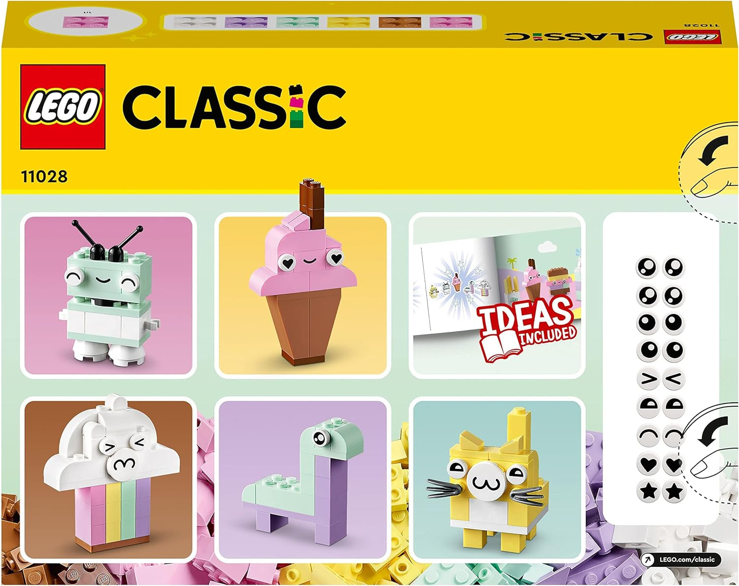 LEGO 11028 Classic Pastel Creative Building Set Brick Box, Construction Toy for Girls and Boys Ages 5+ With Models; ice cream, dinosaur, cat and more Building sets Besuche den LEGO-Store