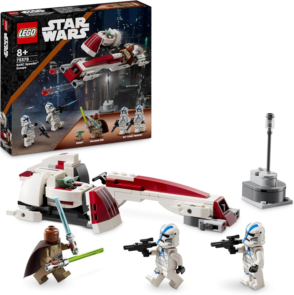 LEGO Star Wars Escape With The BARC Speeder, the Mandalorian Set, Toy Bike With Sidecar, Includes The Figures Kelleran Beq And Grogu, Gift For Boys And Girls From 8 Years 75378 Construction Sets Besuche den LEGO-Store Toy Brick