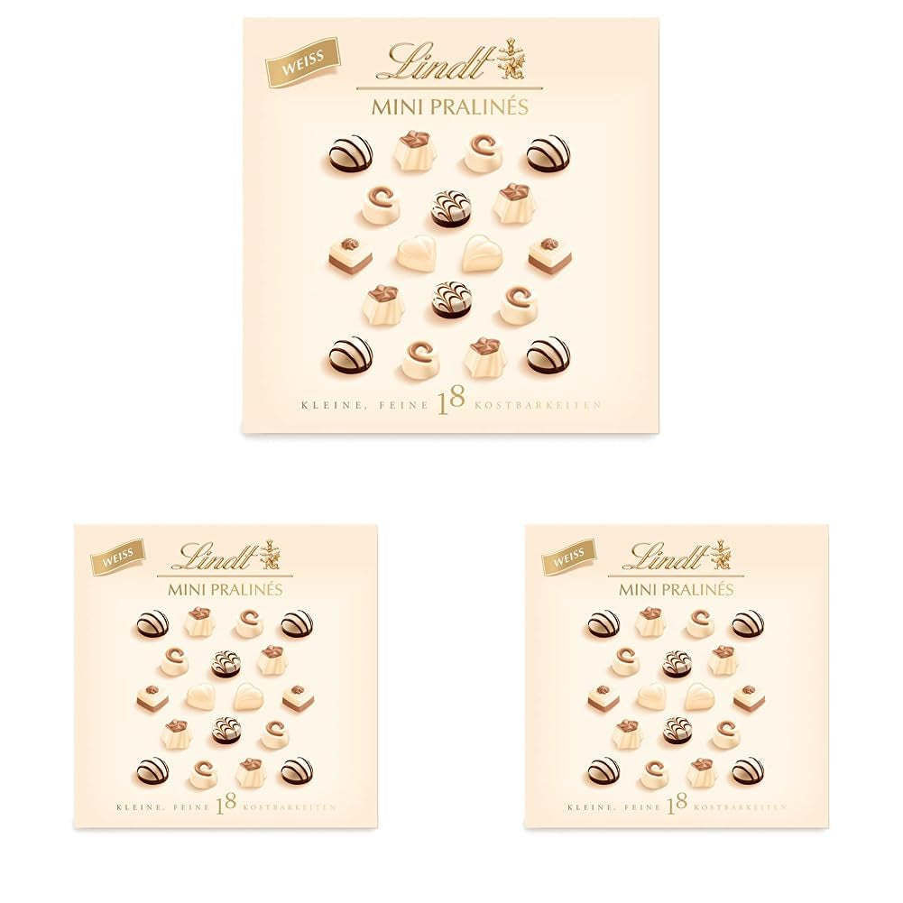 Chocolate - Mini White Pralines | 90 g | Box with 18 pralines in 6 delicious assortments | Gift of chocolate | Chocolate Gift (Pack of 3)